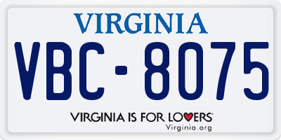VA license plate VBC8075