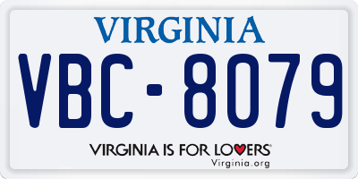 VA license plate VBC8079