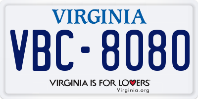 VA license plate VBC8080