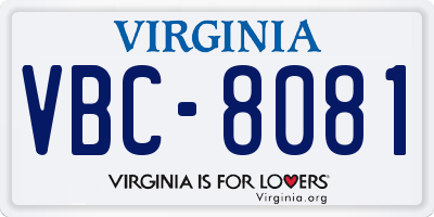 VA license plate VBC8081