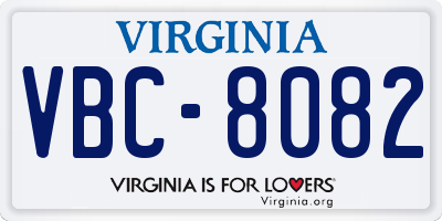VA license plate VBC8082
