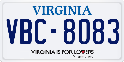 VA license plate VBC8083