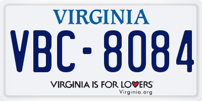 VA license plate VBC8084