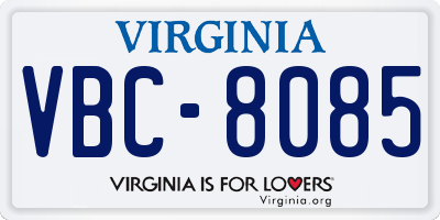 VA license plate VBC8085