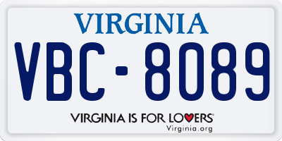 VA license plate VBC8089
