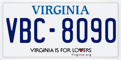 VA license plate VBC8090