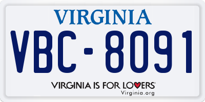VA license plate VBC8091