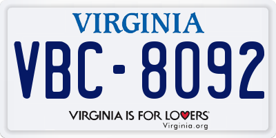 VA license plate VBC8092