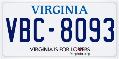 VA license plate VBC8093