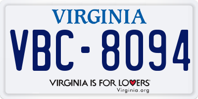 VA license plate VBC8094