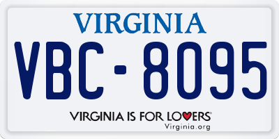VA license plate VBC8095