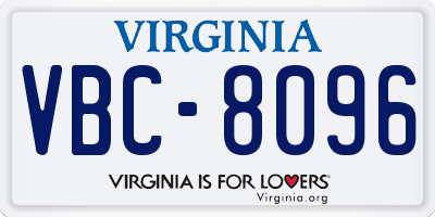 VA license plate VBC8096