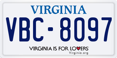 VA license plate VBC8097