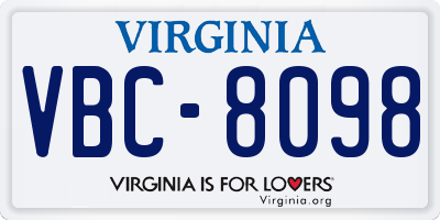 VA license plate VBC8098
