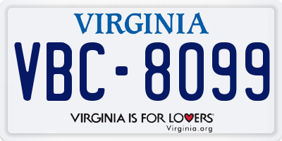 VA license plate VBC8099