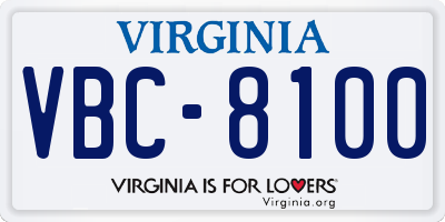 VA license plate VBC8100