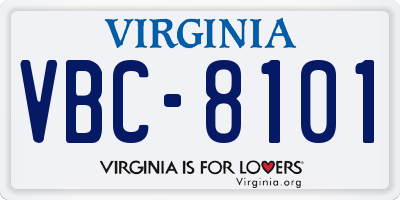 VA license plate VBC8101