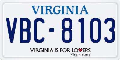 VA license plate VBC8103