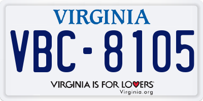 VA license plate VBC8105