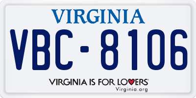 VA license plate VBC8106