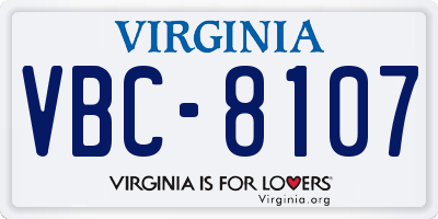 VA license plate VBC8107