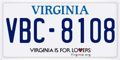 VA license plate VBC8108