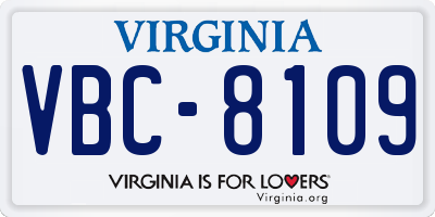 VA license plate VBC8109