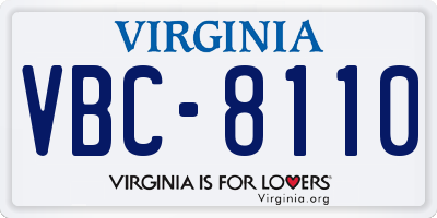 VA license plate VBC8110