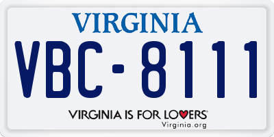 VA license plate VBC8111