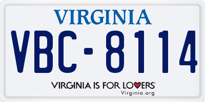 VA license plate VBC8114
