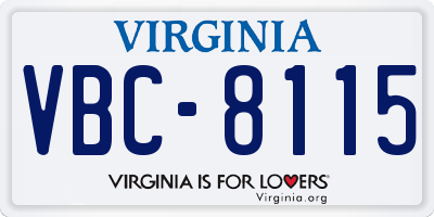 VA license plate VBC8115