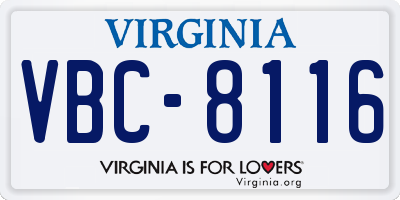VA license plate VBC8116