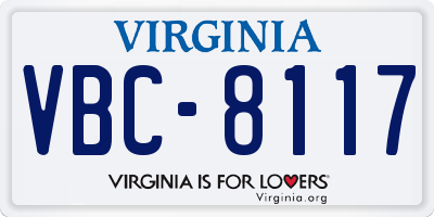 VA license plate VBC8117