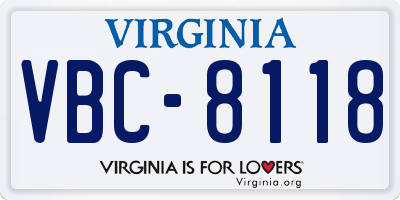 VA license plate VBC8118