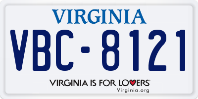VA license plate VBC8121