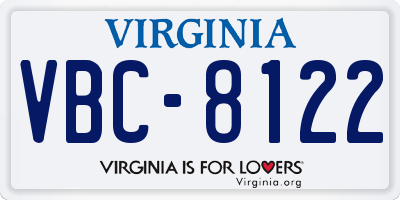 VA license plate VBC8122