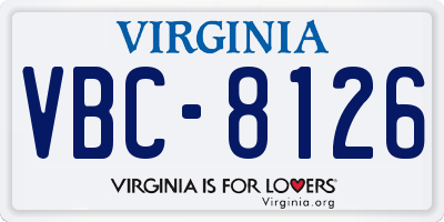 VA license plate VBC8126