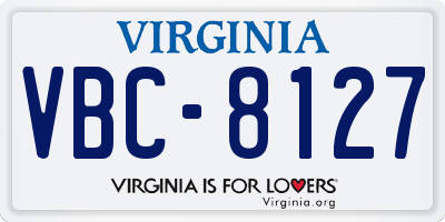 VA license plate VBC8127