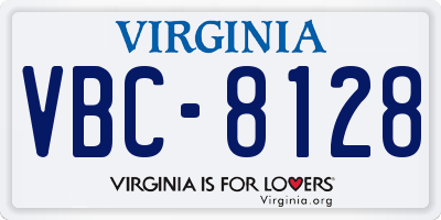 VA license plate VBC8128