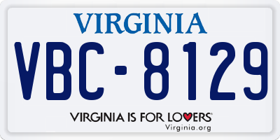 VA license plate VBC8129