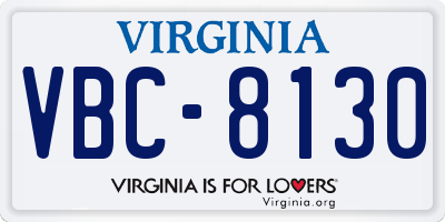 VA license plate VBC8130