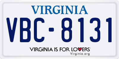 VA license plate VBC8131