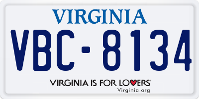 VA license plate VBC8134