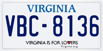 VA license plate VBC8136
