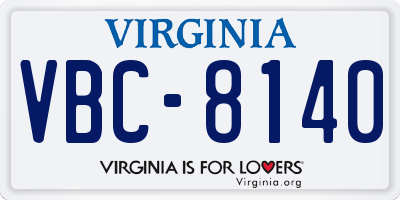 VA license plate VBC8140