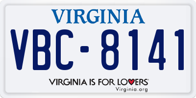 VA license plate VBC8141