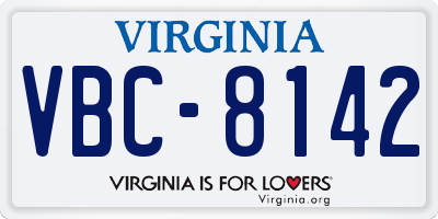 VA license plate VBC8142