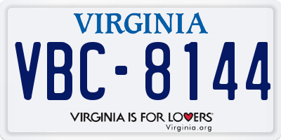 VA license plate VBC8144