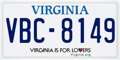 VA license plate VBC8149