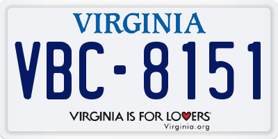 VA license plate VBC8151